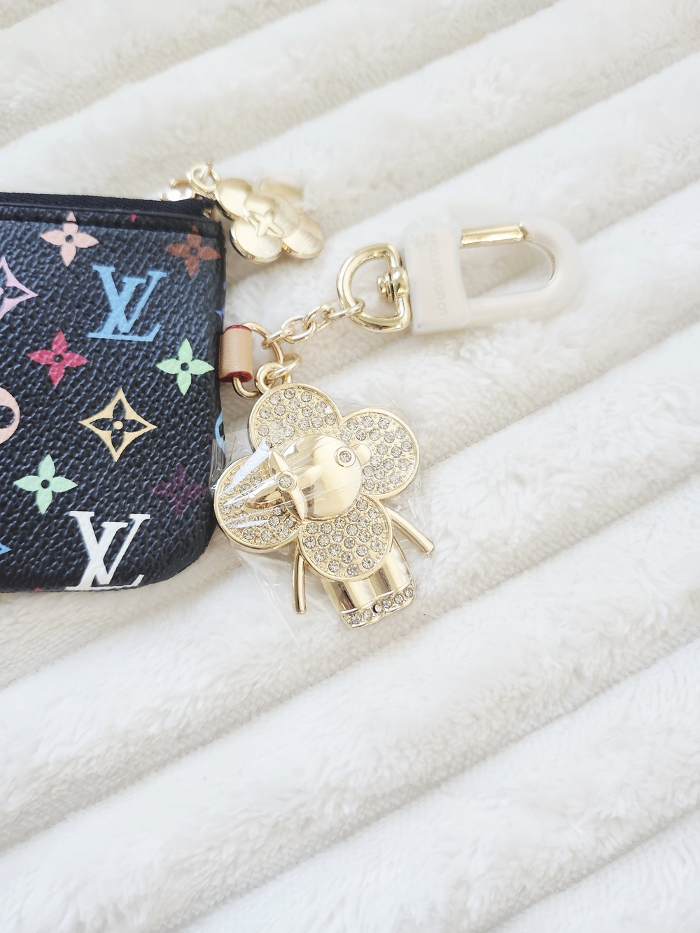 Louis Vuitton Multicolore Monogram Pochette Cles Key Pouch Black Coin Case - Picture 6 of 7
